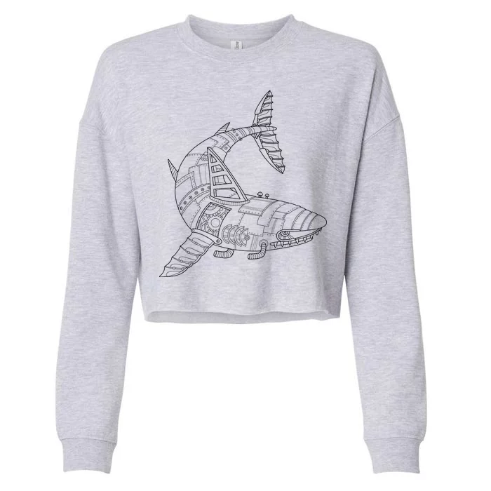 Mechanical Shark Cropped Pullover Crew