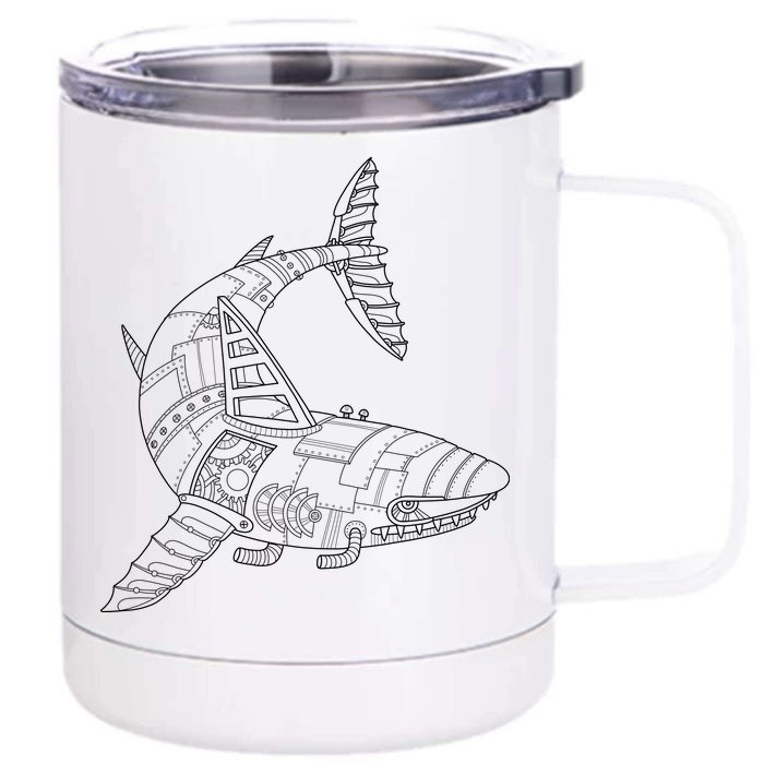 Mechanical Shark Front & Back 12oz Stainless Steel Tumbler Cup