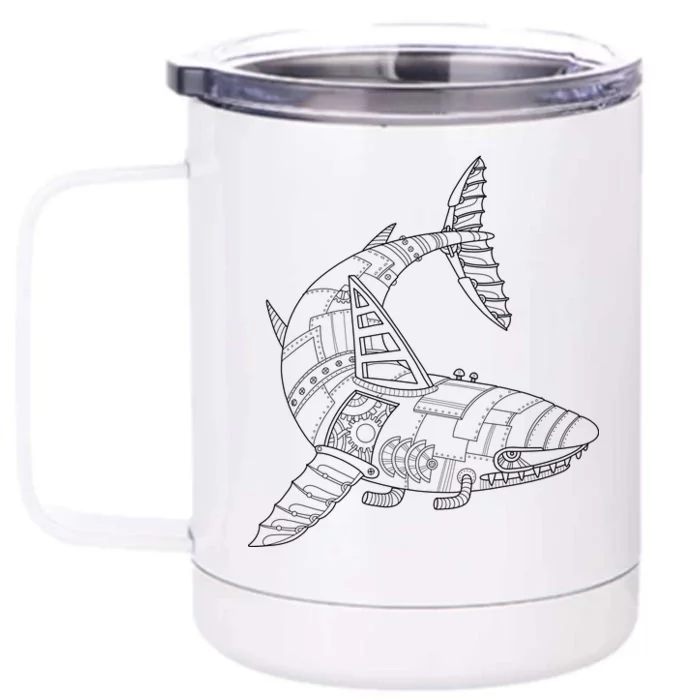 Mechanical Shark Front & Back 12oz Stainless Steel Tumbler Cup