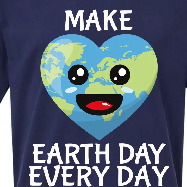 Make Earth Day Every Day Design For Nature Lover Gift Sueded Cloud Jersey T-Shirt