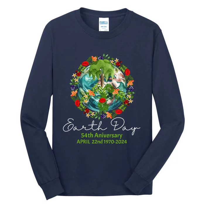 Mother Earth Day 54th Anniversary 1970 2024 Save Planet Tall Long Sleeve T-Shirt