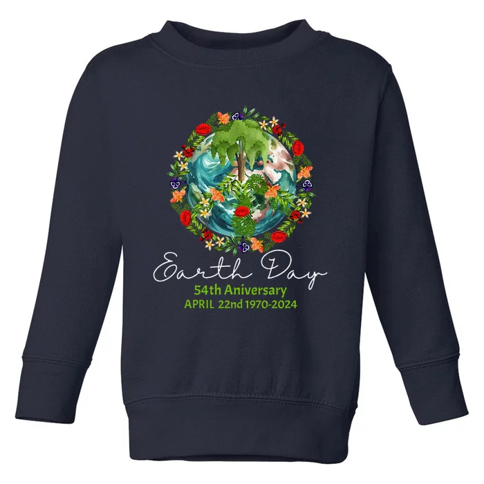 Mother Earth Day 54th Anniversary 1970 2024 Save Planet Toddler Sweatshirt