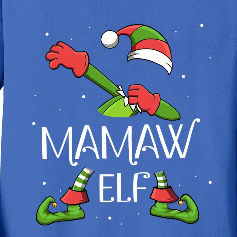 Mamaw Elf Dabbing Santa Claus Xmas For Family Christmas Gift Kids Long Sleeve Shirt