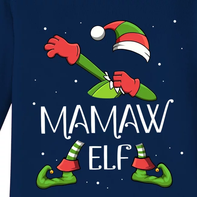 Mamaw Elf Dabbing Santa Claus Xmas For Family Christmas Gift Baby Long Sleeve Bodysuit