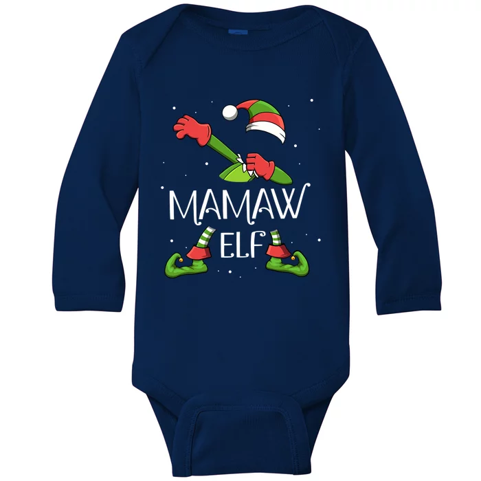 Mamaw Elf Dabbing Santa Claus Xmas For Family Christmas Gift Baby Long Sleeve Bodysuit