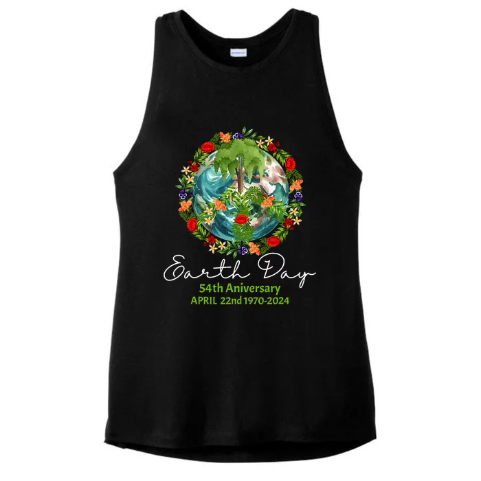 Mother Earth Day 54th Anniversary 1970 2024 Save Planet Ladies Tri-Blend Wicking Tank