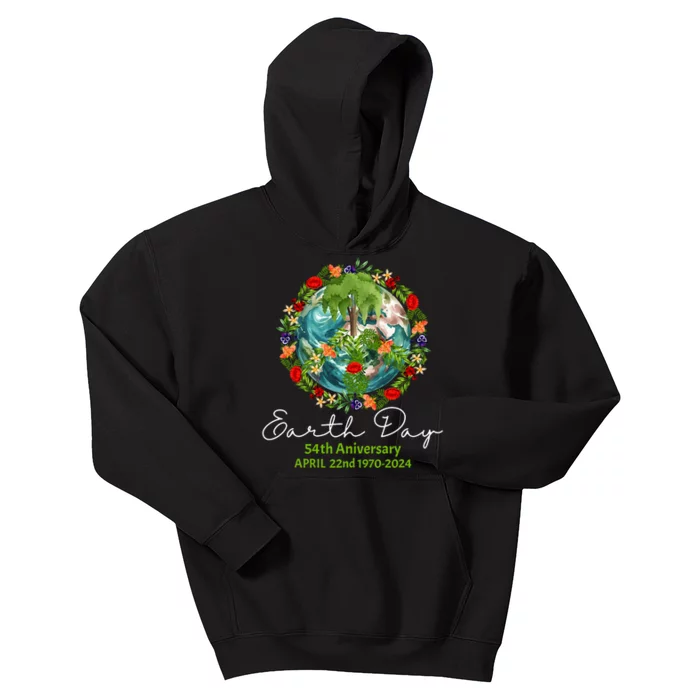 Mother Earth Day 54th Anniversary 1970 2024 Save Planet Kids Hoodie