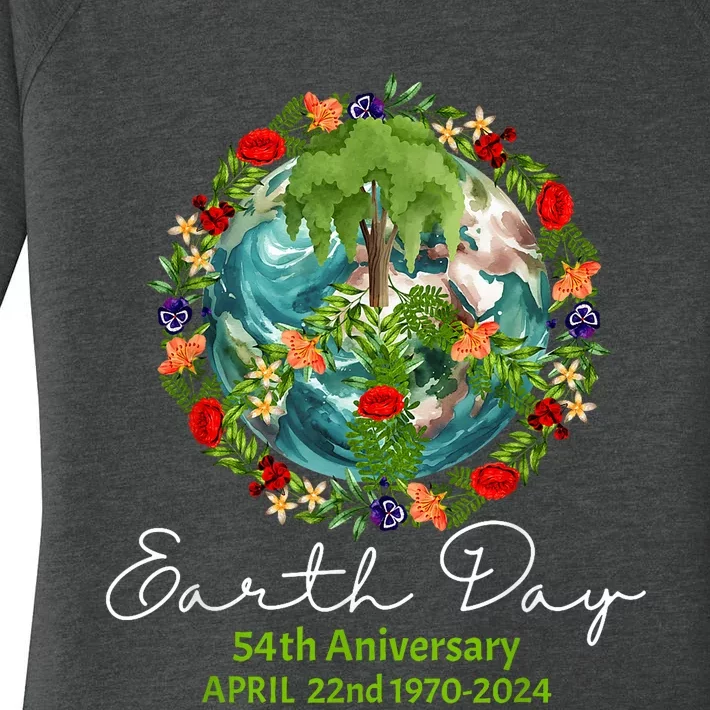 Mother Earth Day 54th Anniversary 1970 2024 Save Planet Women's Perfect Tri Tunic Long Sleeve Shirt