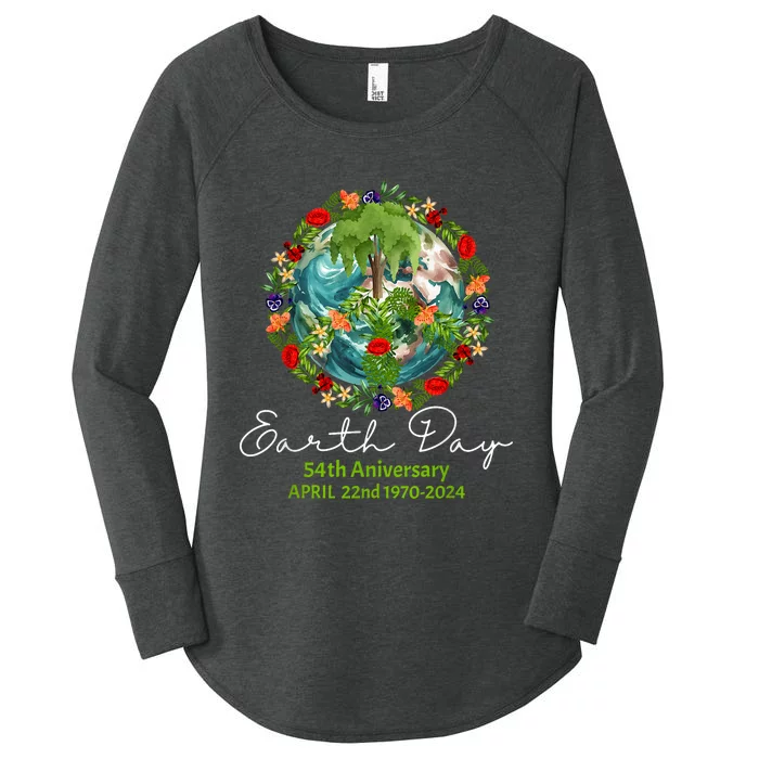 Mother Earth Day 54th Anniversary 1970 2024 Save Planet Women's Perfect Tri Tunic Long Sleeve Shirt