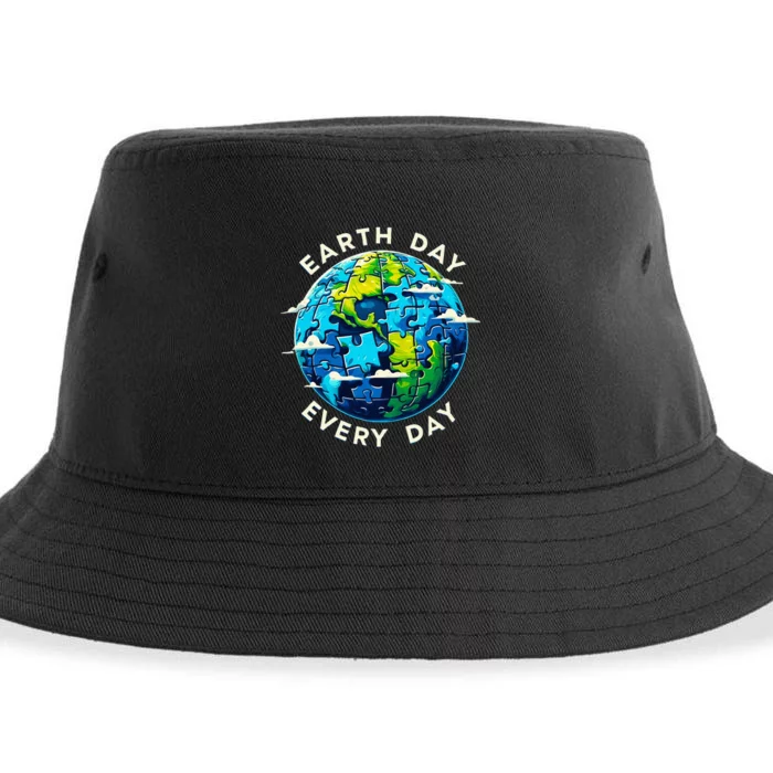 Make Every Day Earth Day Puzzle Planet Save Environment Sustainable Bucket Hat