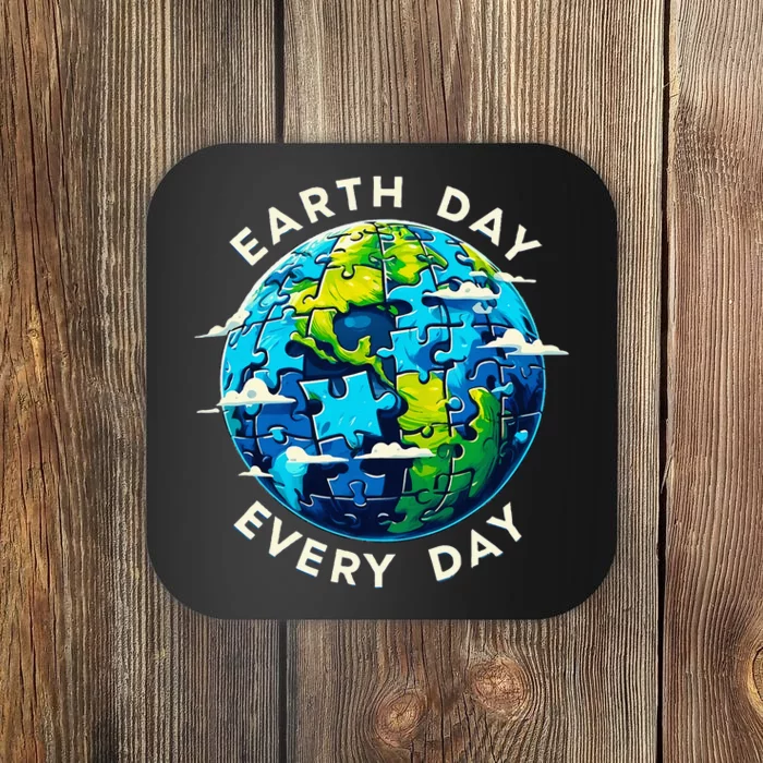 Make Every Day Earth Day Puzzle Planet Save Environment Coaster