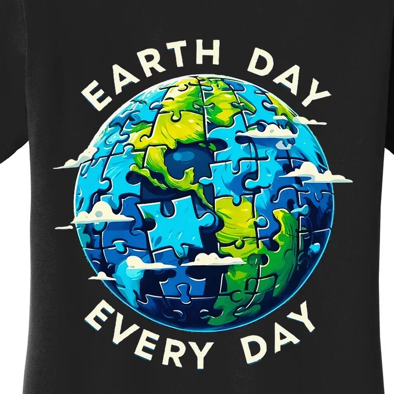 Make Every Day Earth Day Puzzle Planet Save Environment Women's T-Shirt