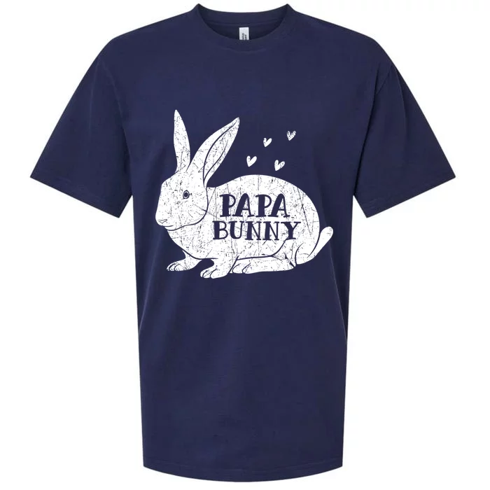 Matching Easter Day Costume Vintage Bunny Graphic Papa Gift Sueded Cloud Jersey T-Shirt