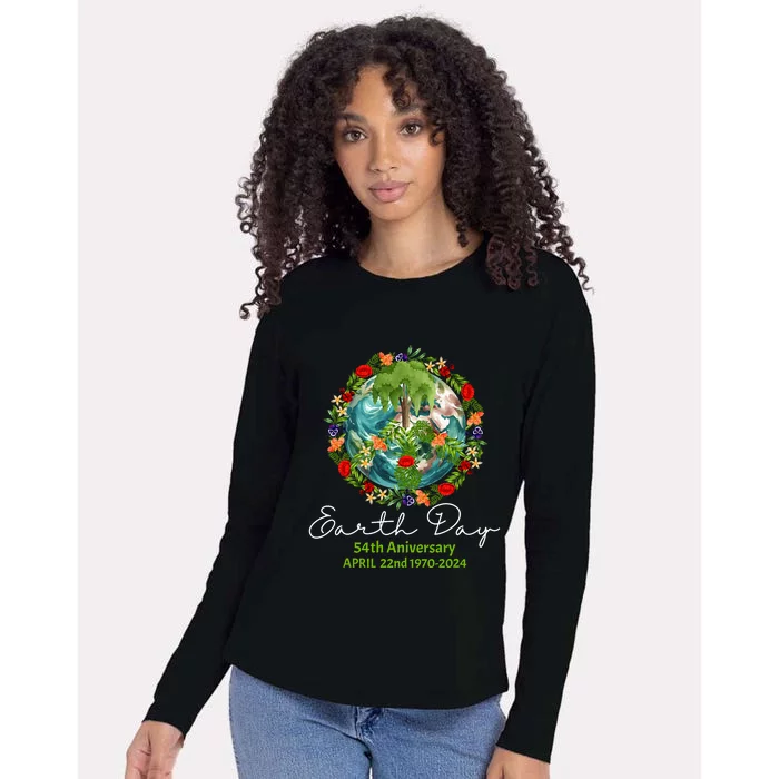 Mother Earth Day 54th Anniversary 1970 2024 Save Planet Womens Cotton Relaxed Long Sleeve T-Shirt