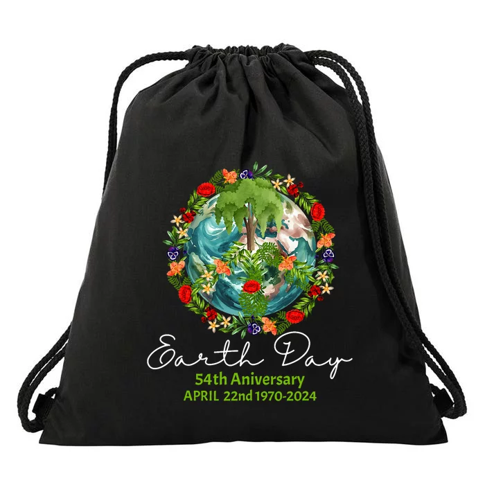 Mother Earth Day 54th Anniversary 1970 2024 Save Planet Drawstring Bag