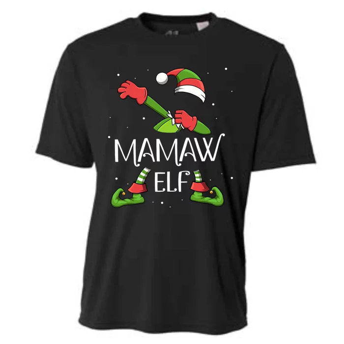 Mamaw Elf Dabbing Santa Claus Xmas For Family Christmas Great Gift Cooling Performance Crew T-Shirt