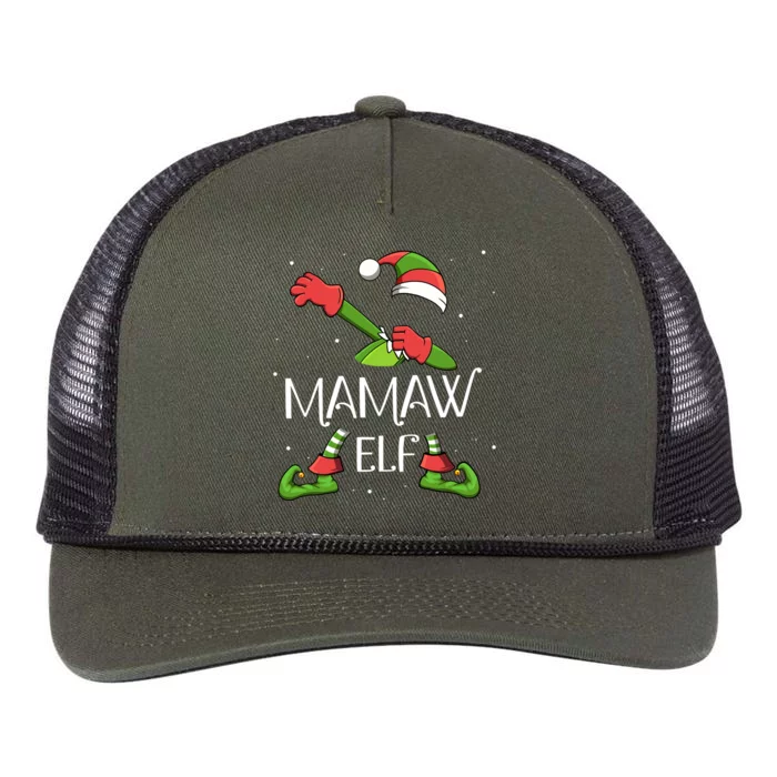 Mamaw Elf Dabbing Santa Claus Xmas For Family Christmas Great Gift Retro Rope Trucker Hat Cap