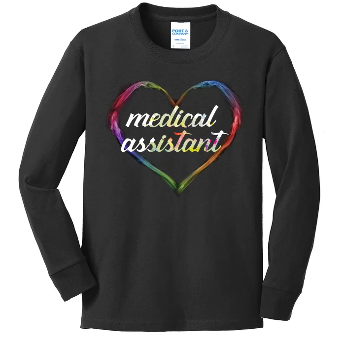 Medical Assistant Colorful Heart Kids Long Sleeve Shirt