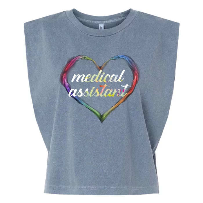 Medical Assistant Colorful Heart Garment-Dyed Women's Muscle Tee