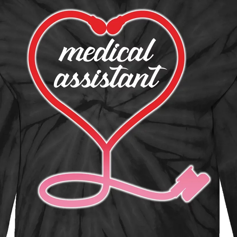 Medical Assistant Stethoscope Heart Tie-Dye Long Sleeve Shirt