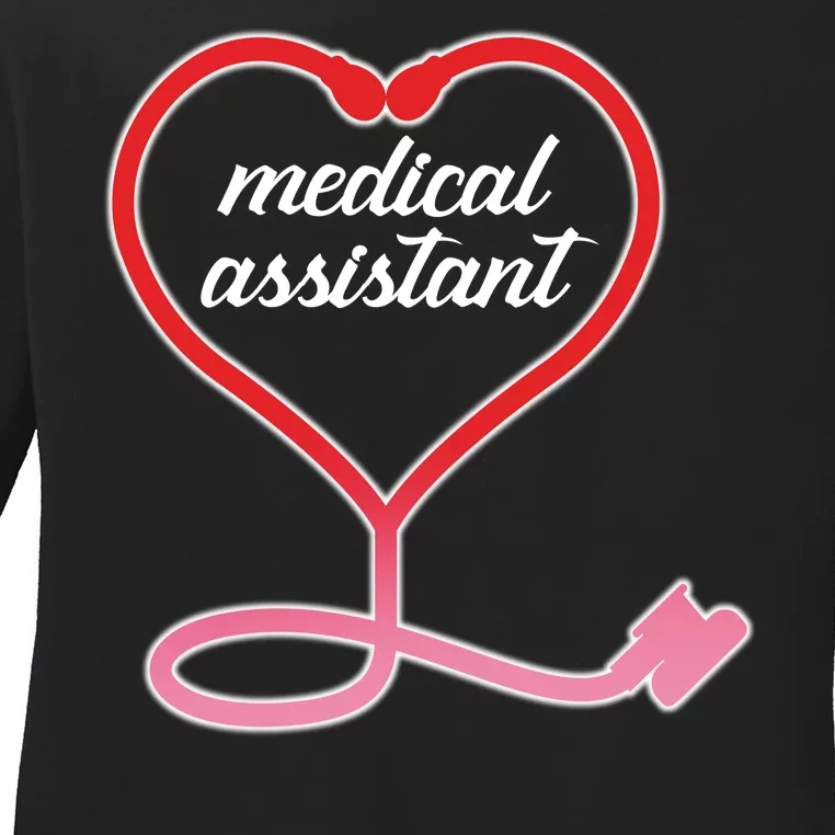 Medical Assistant Stethoscope Heart Ladies Long Sleeve Shirt