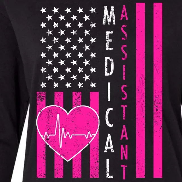 Medical Assistant USA Flag Womens Cotton Relaxed Long Sleeve T-Shirt