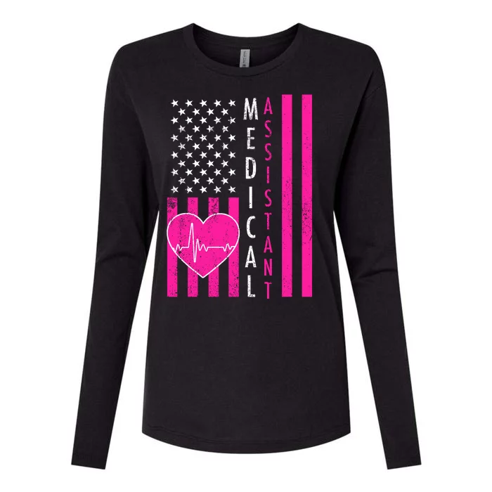 Medical Assistant USA Flag Womens Cotton Relaxed Long Sleeve T-Shirt