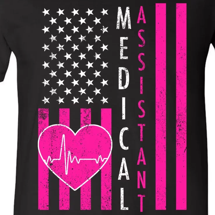 Medical Assistant USA Flag V-Neck T-Shirt