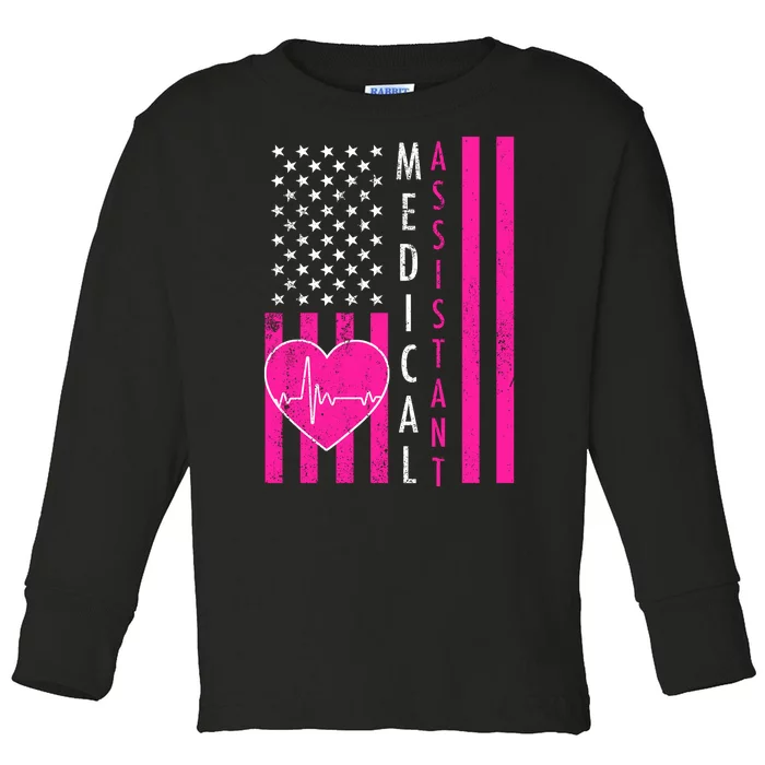 Medical Assistant USA Flag Toddler Long Sleeve Shirt