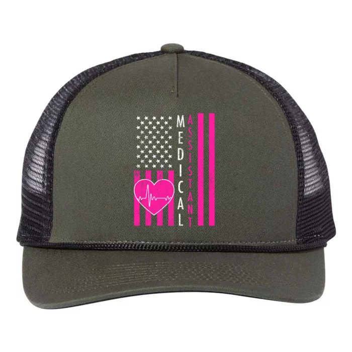 Medical Assistant USA Flag Retro Rope Trucker Hat Cap