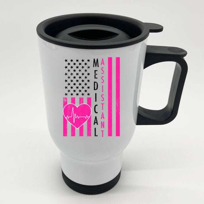 Medical Assistant USA Flag Front & Back Stainless Steel Travel Mug