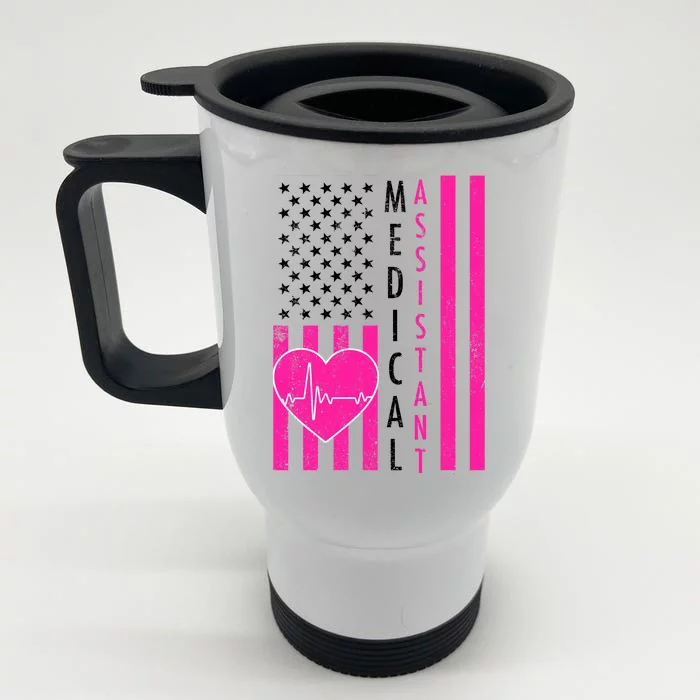 Medical Assistant USA Flag Front & Back Stainless Steel Travel Mug