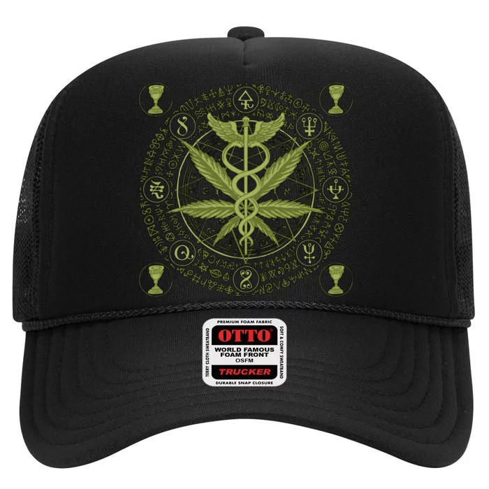 Medical Marijuana Alchemy Circle High Crown Mesh Trucker Hat