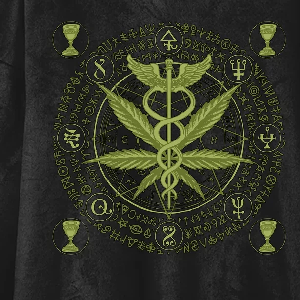 Medical Marijuana Alchemy Circle Hooded Wearable Blanket