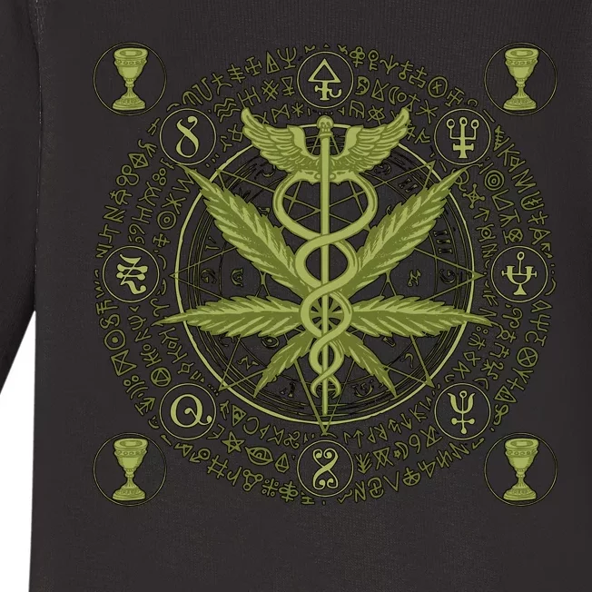 Medical Marijuana Alchemy Circle Baby Long Sleeve Bodysuit