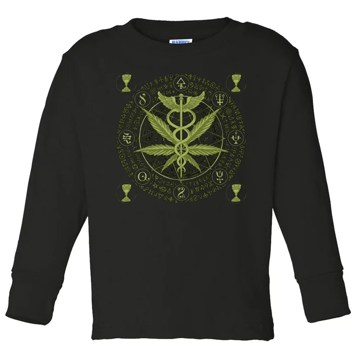 Medical Marijuana Alchemy Circle Toddler Long Sleeve Shirt