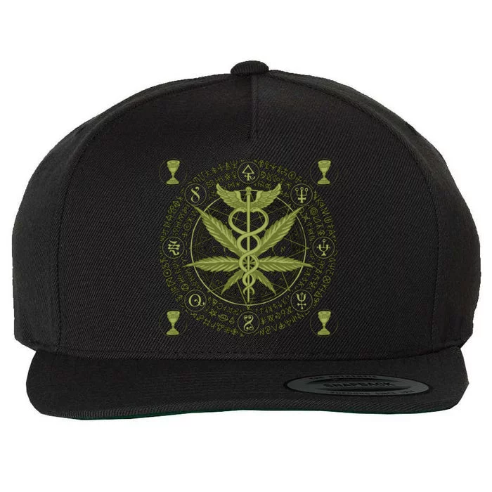 Medical Marijuana Alchemy Circle Wool Snapback Cap