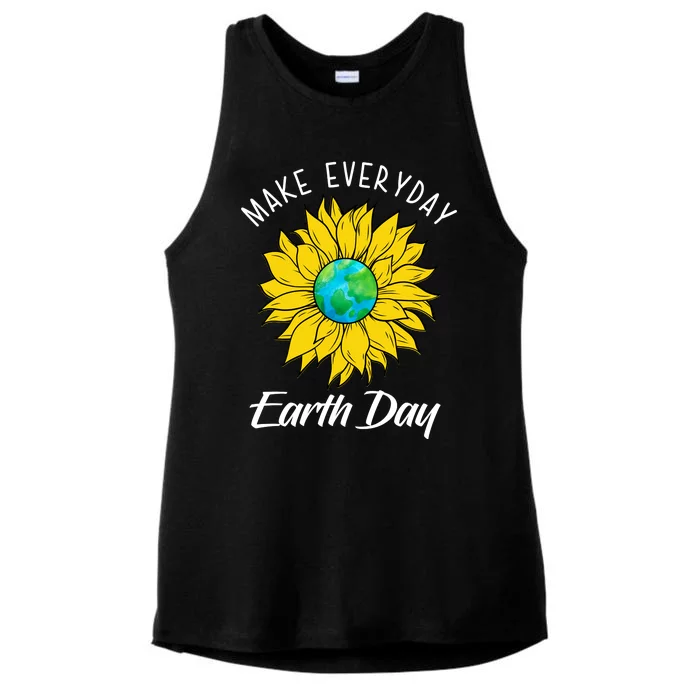 Make Everyday Earth Day Sunflower Ladies Tri-Blend Wicking Tank