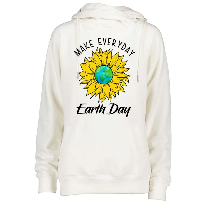 Make Everyday Earth Day Sunflower Womens Funnel Neck Pullover Hood