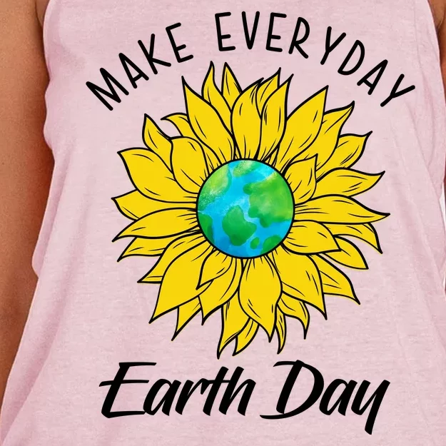 Make Everyday Earth Day Sunflower Women's Knotted Racerback Tank