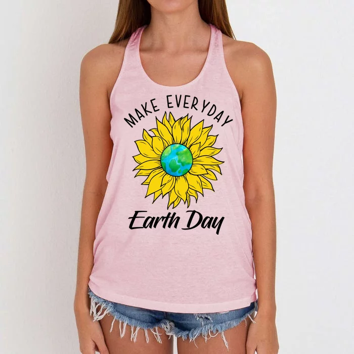 Make Everyday Earth Day Sunflower Women's Knotted Racerback Tank