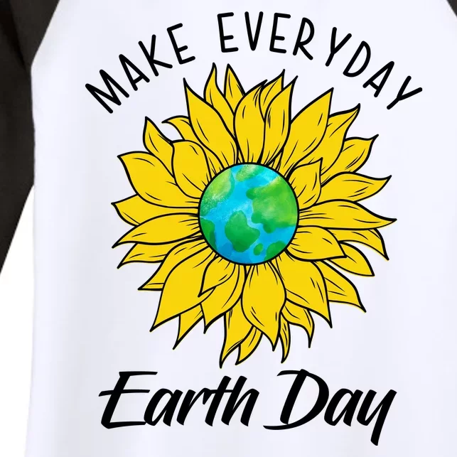 Make Everyday Earth Day Sunflower Women's Tri-Blend 3/4-Sleeve Raglan Shirt