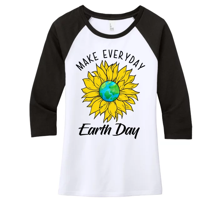 Make Everyday Earth Day Sunflower Women's Tri-Blend 3/4-Sleeve Raglan Shirt