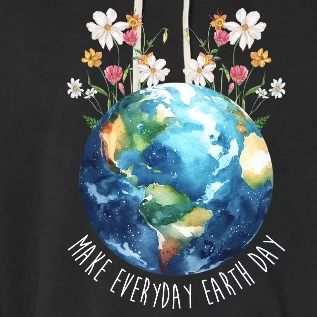 Make Everyday Earth Day Floral Globe Awareness Garment-Dyed Fleece Hoodie