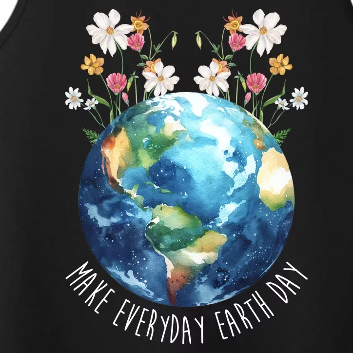 Make Everyday Earth Day Floral Globe Awareness Performance Tank