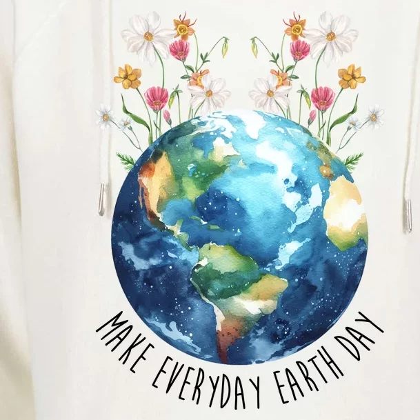 Make Everyday Earth Day Floral Globe Awareness Womens Funnel Neck Pullover Hood