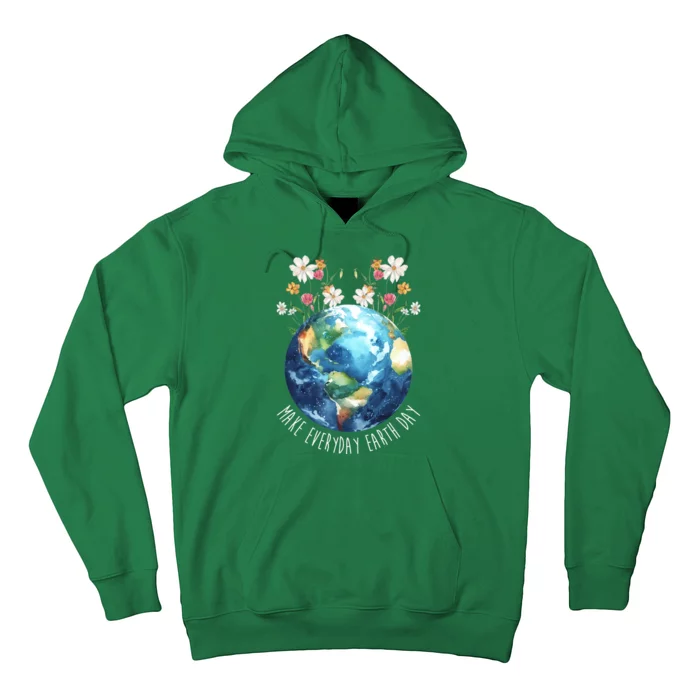 Make Everyday Earth Day Floral Globe Awareness Hoodie