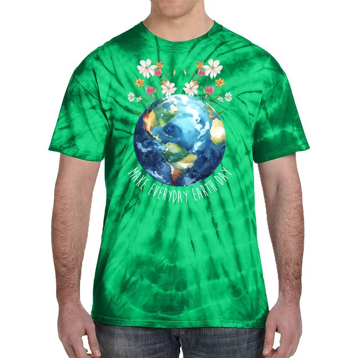 Make Everyday Earth Day Floral Globe Awareness Tie-Dye T-Shirt