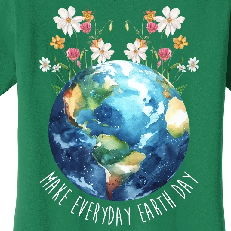 Make Everyday Earth Day Floral Globe Awareness Women's T-Shirt