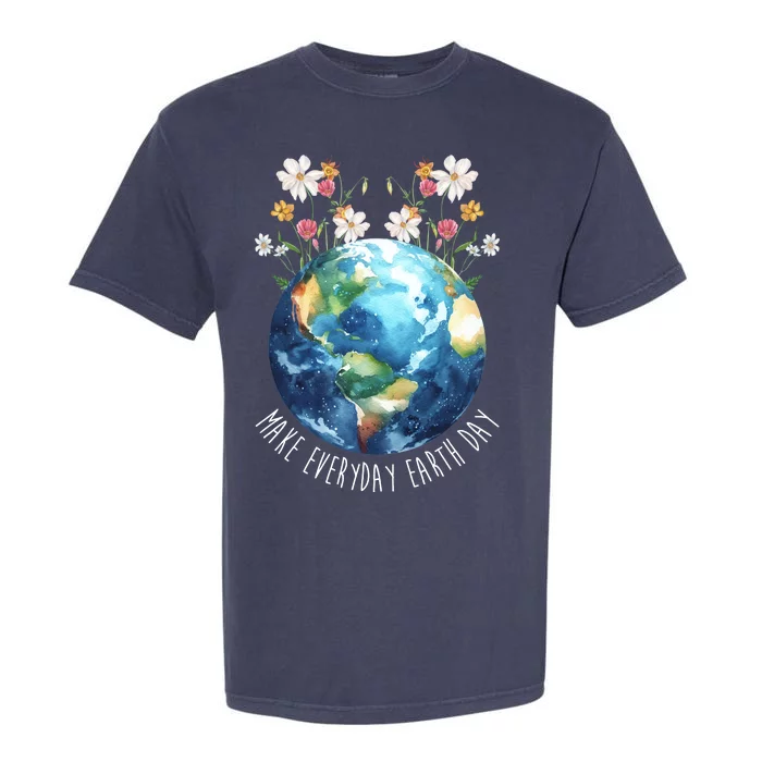 Make Everyday Earth Day Floral Globe Awareness Garment-Dyed Heavyweight T-Shirt